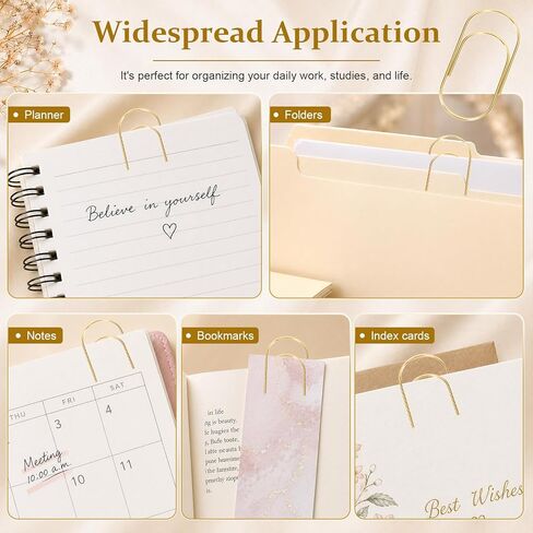 50 Pcs Jumbo Paper Clips 2 Inch (50mm), Large Gold Paperclips, Non-Skid Smooth Steel Wire, Oversized Wide Clips for Office School Planner Bookmarks in Kuwait