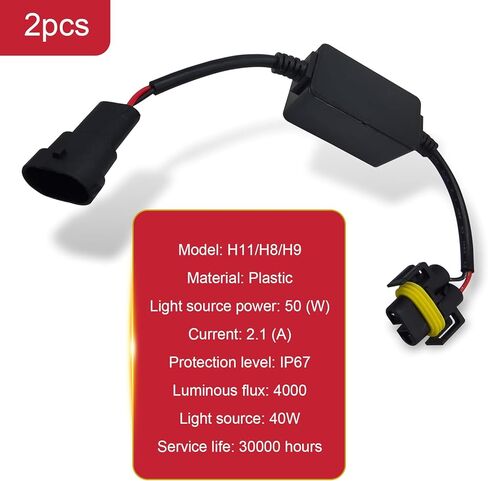 WZP 2PCS H11/H8/H9 Canbus Decoder, Waterproof LED Light Canbus Decoder, Canbus Error-free Anti Flicker Harness Error Code Canceler, Unviersal Replacement Repair Part for Car Bulb Modification Adapter in Kuwait