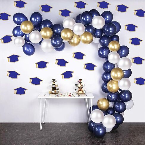Lucleag 50PCS Graduation Hat Cutouts Grad Caps, Blue Gold Graduation Caps Paper Cut-Outs for 2026 High School College Graduation Party Favor Bulletin Board Decoration, Double Size 6x3.5in in Kuwait