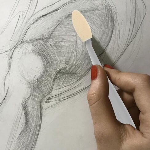 EXCEART 80 قطعة من رؤوس الإسفنج الممحاة للرسم بالفحم، ومحايات فنية احترافية للرسم والمزج | اسفنجة رسم عالمية للرسم بالجرافيت والباستيل، كاكي فاتح in Kuwait