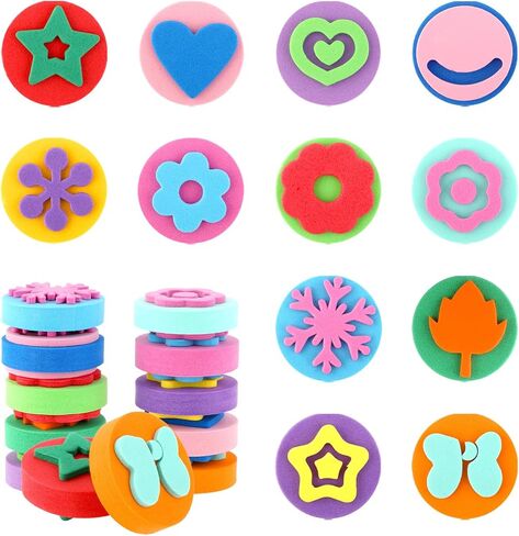 12Pcs EVA Paint Stamps Set, Multicolor Sponge Stampers, Sponges for Painting, Crafts and DIY in Kuwait