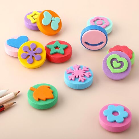 12Pcs EVA Paint Stamps Set, Multicolor Sponge Stampers, Sponges for Painting, Crafts and DIY in Kuwait