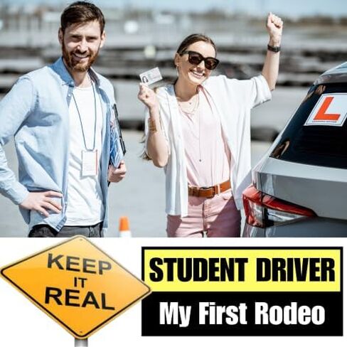 Funny Student Driver Magnet 4 Pack – Magnetic Bumper Sticker for Car, Removable Car Magnet Sign, Teen New Driver Safety Warning, Weatherproof Magnetic Vehicle Sticker, Beginner Driver Car Decal in Kuwait