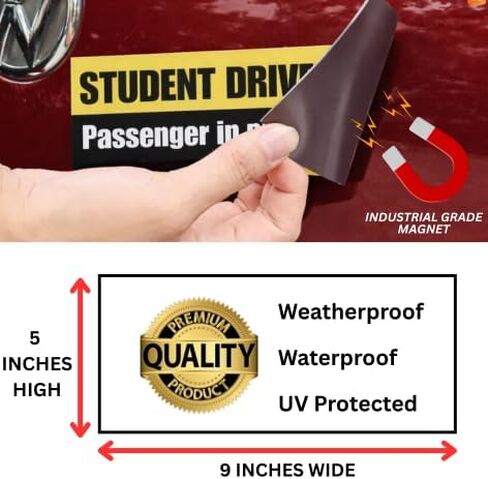 Funny Student Driver Magnet 4 Pack – Magnetic Bumper Sticker for Car, Removable Car Magnet Sign, Teen New Driver Safety Warning, Weatherproof Magnetic Vehicle Sticker, Beginner Driver Car Decal in Kuwait