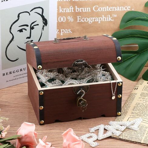 Piggy Bank, Vintage Wooden Treasure Chest Piggy Bank, Rustic Decorative Coin Organizer Treasure Chest with Lock Storage Box for Home Office, Wedding, Christmas & Birthday Gifts in Kuwait