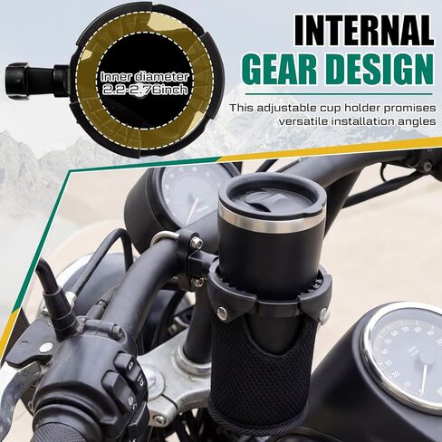 BBTO 2-in-1 Motorcycle Cup Holder Set 7/8'' to 1 1/4'' Bike Phone Holder 4.7 to 6.8" with 360°Swivel Ball-Mount Handlebar Phone Cup Clamp Cycling Accessories for ATV Utv Scooter Boat Black in Kuwait