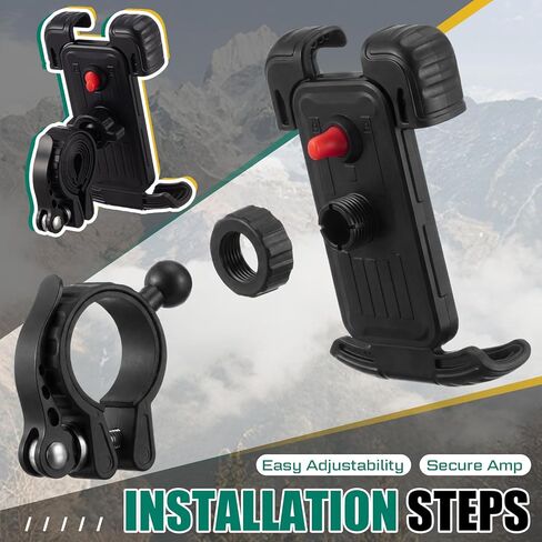 BBTO 2-in-1 Motorcycle Cup Holder Set 7/8'' to 1 1/4'' Bike Phone Holder 4.7 to 6.8" with 360°Swivel Ball-Mount Handlebar Phone Cup Clamp Cycling Accessories for ATV Utv Scooter Boat Black in Kuwait
