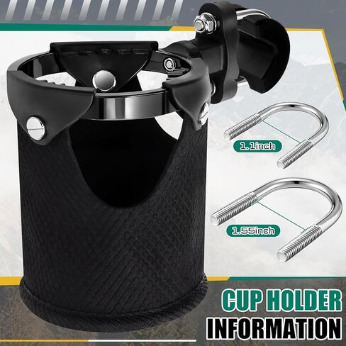 BBTO 2-in-1 Motorcycle Cup Holder Set 7/8'' to 1 1/4'' Bike Phone Holder 4.7 to 6.8" with 360°Swivel Ball-Mount Handlebar Phone Cup Clamp Cycling Accessories for ATV Utv Scooter Boat Black in Kuwait