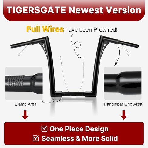 10 بوصة Sportster Dyna Ape Hangers Softail Handlebar Z مع أسلاك سحب مناسبة لدراجات Harley 1995-Up Road King 1998-2013 Road Glide Bikes (أسود) in Kuwait