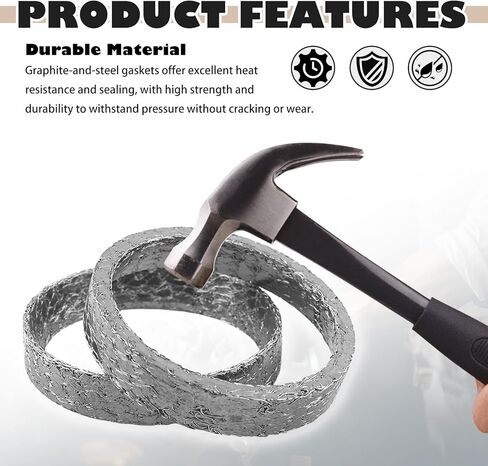 2PCS Motorcycle Exhaust Gasket Kit,Graphite & Steel Exhaust Flange Gasket Compatible with Harley Davidson Dyna Softail Touring,Professional Exhausts Donut Gaskets in Saudi Arabia