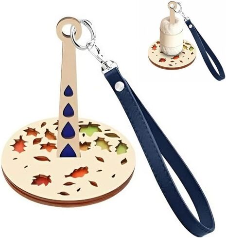 Portable Wrist Yarn Holder for Knitting & Crocheting on the Go, Aesthetic Wooden Tangle-Free Spindle, Hands-Free Hanging Yarn Dispenser for Walking & Travel, Unique Gift for Knitters & Crafters in Kuwait