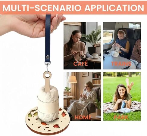 Portable Wrist Yarn Holder for Knitting & Crocheting on the Go, Aesthetic Wooden Tangle-Free Spindle, Hands-Free Hanging Yarn Dispenser for Walking & Travel, Unique Gift for Knitters & Crafters in Kuwait
