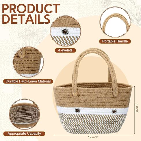 Tudomro Portable Crochet Bag Organizer, Yarn and Needles Straw Tote Basket, Knitting Storage Tote Bag with Grommets, Woven Bags Knitting Accessories for Small Projects, Gifts for Crochet Lovers in Kuwait