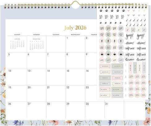 تقويم حائط Blue Sky The Everygirl 2026-2027 للسنة الأكاديمية الشهرية، يوليو 2026 - يونيو 2027، 15 بوصة × 12 بوصة، ربط سلكي مزدوج متين، يتضمن ورقة لاصقة، مثالي للمنزل والمكتب والفصول الدراسية، ساحل ستراتفورد in Kuwait