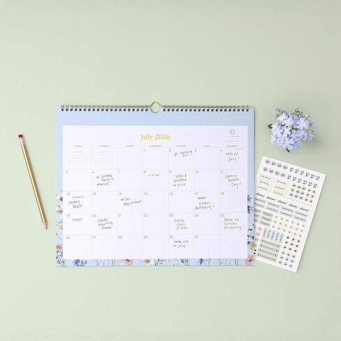 تقويم حائط Blue Sky The Everygirl 2026-2027 للسنة الأكاديمية الشهرية، يوليو 2026 - يونيو 2027، 15 بوصة × 12 بوصة، ربط سلكي مزدوج متين، يتضمن ورقة لاصقة، مثالي للمنزل والمكتب والفصول الدراسية، ساحل ستراتفورد in Kuwait