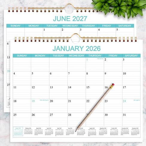 Calendar 2026-2027 - Wall Calendar Runs Apr 2026 to Jun 2027, 15 Monthly Wall Planner with 140gsm Paper for Planning and Organizing, Holiday Calendar, 11.5 x 14.5 In Calenders 2026-2027 in Kuwait