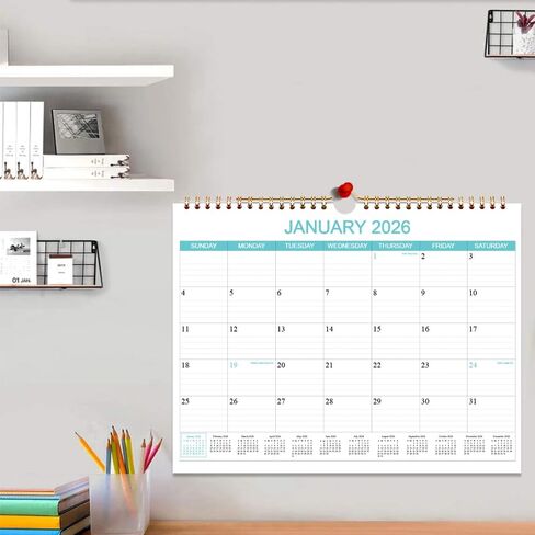 Calendar 2026-2027 - Wall Calendar Runs Apr 2026 to Jun 2027, 15 Monthly Wall Planner with 140gsm Paper for Planning and Organizing, Holiday Calendar, 11.5 x 14.5 In Calenders 2026-2027 in Kuwait