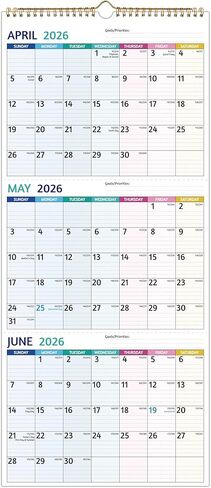 تقويم حائط 2026-2027 - تقويم 3 أشهر 2026-2027 عمودي، أبريل 2026 - يوليو 2027، تقويم جداري لمدة 3 أشهر، 11 × 26 مفتوح، تقويم 2026 شهريًا، طباعة كبيرة، عطلة، ورق سميك، الأولويات والملاحظات in Kuwait