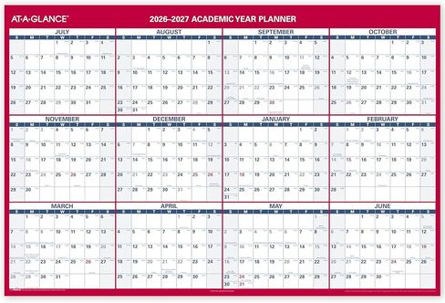 AT-A-GLANCE Dry Erase Calendar 2026-2027 Academic & Regular Year Wall Planner, 12-Month, 48" x 32", Double Sided, Horizontal (PM326S28) in Kuwait