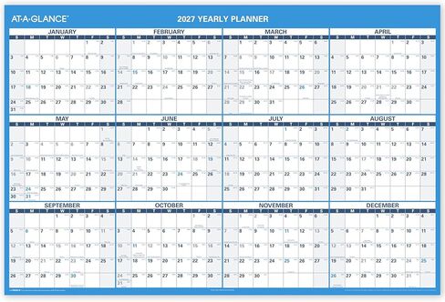 AT-A-GLANCE Dry Erase Calendar 2026-2027 Academic & Regular Year Wall Planner, 12-Month, 48" x 32", Double Sided, Horizontal (PM326S28) in Kuwait