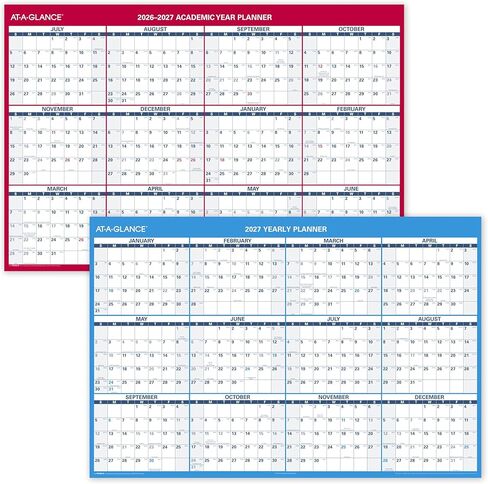AT-A-GLANCE Dry Erase Calendar 2026-2027 Academic & Regular Year Wall Planner, 12-Month, 48" x 32", Double Sided, Horizontal (PM326S28) in Kuwait
