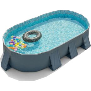 YYW Foldable Family Pool for Adults & Family - Portable Large Swimming Pool for Indoor/Outdoor Garden Backyard Summer Parties (Cloud Ink Gray, 115") in Kuwait