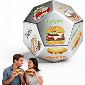 12 Sided Aluminum Food Dice - Premium Meal Decision Dice for Kitchen, for Men Women, Unique Food Choices Dice for Home Cooking, Fun Kitchen Gadgets for Anniversary Birthday Gifts in Saudi Arabia
