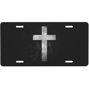 Distressed Christian Cross License Plate - Religious Faith 12x6 Aluminum Waterproof Rustic in Kuwait
