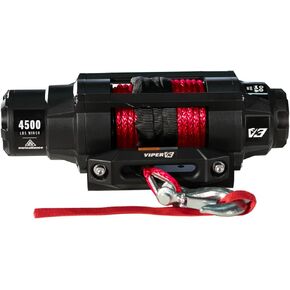 MotoAlliance UTV/ATV 4500lb Wide Spool Winch Kit - 1.1 HP 60 feet Red Synthetic Winch Rope for Off Road Trailer Towing - VIPER V3 Waterproof Winch in Kuwait