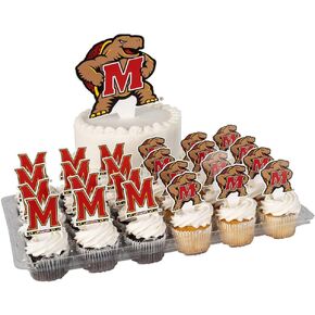 مجموعة أغطية الكب كيك وأغطية الكيك من جامعة صبار الصحراء من ميريلاند - UMD Terrapins 25 قطعة من لوازم حفلات الطعام والديكورات والتخرج ويوم اللعب in Kuwait