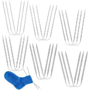 18 Pcs Stainless Steel Circular Knitting Needles Set, Crazy Trio Style Sock Knitting Needles for Hats & Gloves, Sizes 2–4.5 mm, Complete Crochet & Knitting Set for Beginners in Kuwait