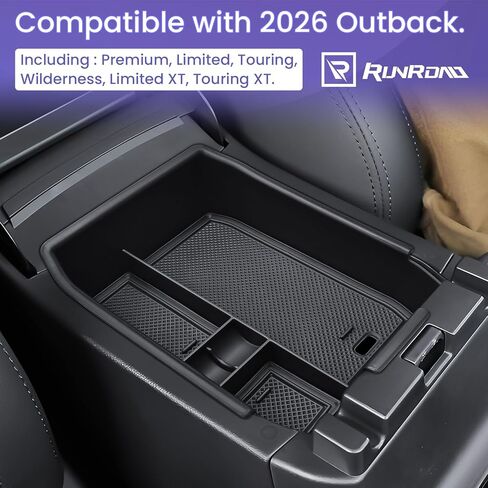 صينية تنظيم وحدة التحكم المركزية من RUNROAD متوافقة مع ملحقات Subaru Outback لعام 2026، وصينية مسند الذراع لـ Outback Premium Limited Touring XT Wilderness Middle Console Dividers صندوق تخزين ثانوي in Kuwait