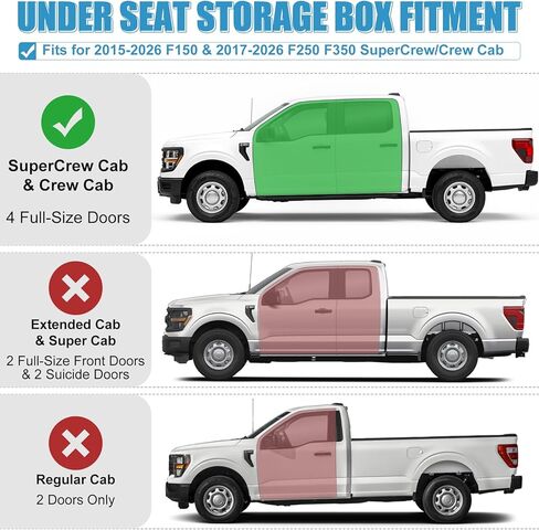 لوحة مولي للتخزين تحت المقعد F150 لـ 2015-2026 Ford F150 و2017-2026 F250 F350 Super Duty Supercrew/Crew Cab ملحقات داخلية، منظم لوحة مولي أسفل المقعد الخلفي للشاحنة وصندوق تخزين in Kuwait
