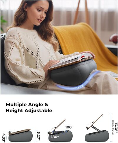 Viozon Lap Book Pillow Stand with Storage, Adjustable Beanbag Reading Pillow with Dark Wood Panel, Multi-Angle Book Holder for Hands-Free Reading in Bed or Sofa,Book Lover Essential, Soft Cushion in Kuwait