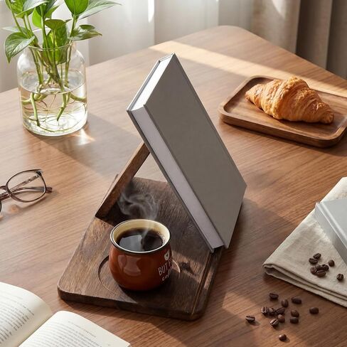 SiliFine Wooden Book Stand for Reading Rest Triangle Book Holder Small Bookshelf with Cup Holder for Bedroom Nightstand Office Desk Library Table Centerpiece Reading Essentials Gifts in Kuwait