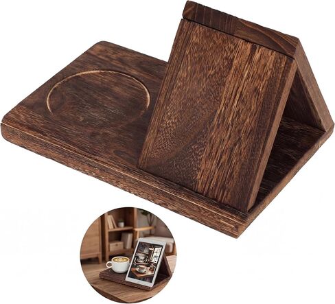 SiliFine Wooden Book Stand for Reading Rest Triangle Book Holder Small Bookshelf with Cup Holder for Bedroom Nightstand Office Desk Library Table Centerpiece Reading Essentials Gifts in Kuwait
