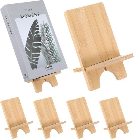 4 Pcs Bamboo Book Stand for Display, Sturdy Holder Easel for Home Office, Perfect for Albums, Magazines, Comics, Postcards, Artworks, and Video Games - Back to School Gift Idea in Kuwait