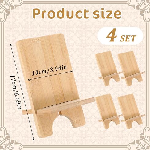 4 Pcs Bamboo Book Stand for Display, Sturdy Holder Easel for Home Office, Perfect for Albums, Magazines, Comics, Postcards, Artworks, and Video Games - Back to School Gift Idea in Kuwait