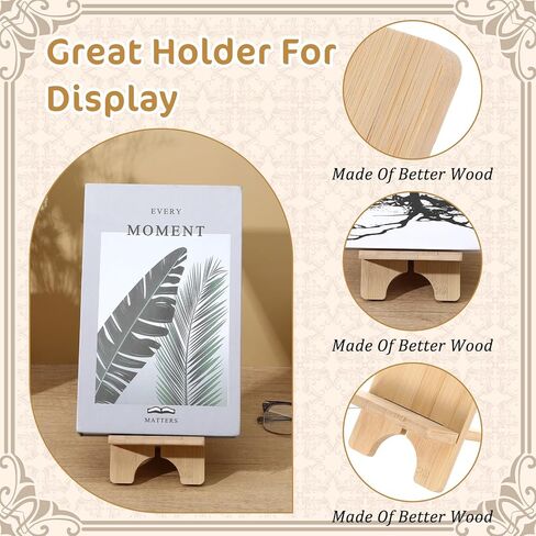 4 Pcs Bamboo Book Stand for Display, Sturdy Holder Easel for Home Office, Perfect for Albums, Magazines, Comics, Postcards, Artworks, and Video Games - Back to School Gift Idea in Kuwait