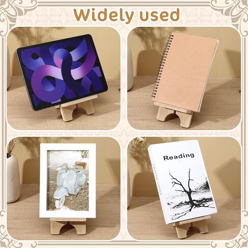 4 Pcs Bamboo Book Stand for Display, Sturdy Holder Easel for Home Office, Perfect for Albums, Magazines, Comics, Postcards, Artworks, and Video Games - Back to School Gift Idea in Kuwait
