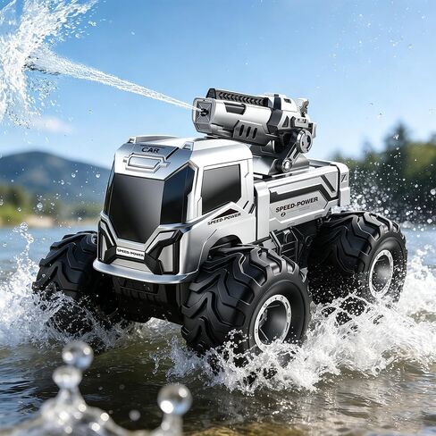 1:18 Remote Control Car, Amphibious RC Monster Truck for Kids, 4WD Waterproof RC Stunt Car, 2.4GHz All Terrain Off-Road Vehicle with 2 Rechargeable Batteries, Toy Gift for Boys Girls Aged 6-12 in Kuwait