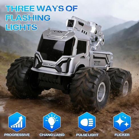 1:18 Remote Control Car, Amphibious RC Monster Truck for Kids, 4WD Waterproof RC Stunt Car, 2.4GHz All Terrain Off-Road Vehicle with 2 Rechargeable Batteries, Toy Gift for Boys Girls Aged 6-12 in Kuwait