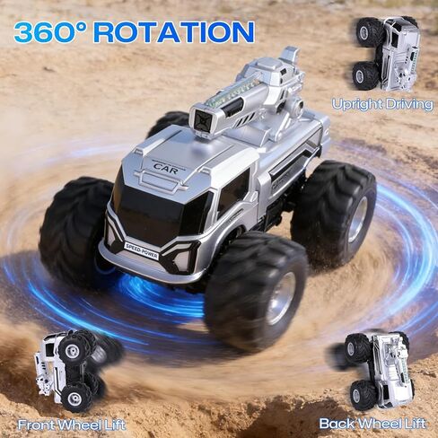 1:18 Remote Control Car, Amphibious RC Monster Truck for Kids, 4WD Waterproof RC Stunt Car, 2.4GHz All Terrain Off-Road Vehicle with 2 Rechargeable Batteries, Toy Gift for Boys Girls Aged 6-12 in Kuwait