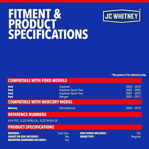 مجموعة مشعب العادم الأيمن JC Whitney JFBAJCWEMD00012 - متوافقة مع Ford Explorer 2002-2010، Ranger 2001-2011، Explorer Sport Trac 2002-2005&2007-2010، Mercury Mountaineer 2002-2010 - 4.0L Cyl.6 in Kuwait