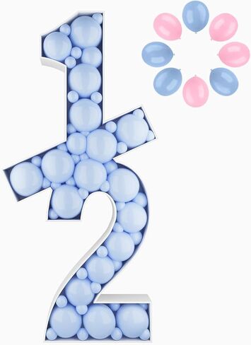 إطار بالون فسيفساء 4FT رقم 1/2، ديكور عيد ميلاد لمدة 6 أشهر، نصف فسيفساء من البالونات مجموعة مسبقة القطع لوح إسفنجي سميك للأولاد والبنات ستة أشهر لوازم خلفية للحفلات in Kuwait