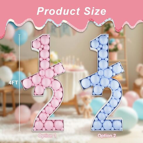 إطار بالون فسيفساء 4FT رقم 1/2، ديكور عيد ميلاد لمدة 6 أشهر، نصف فسيفساء من البالونات مجموعة مسبقة القطع لوح إسفنجي سميك للأولاد والبنات ستة أشهر لوازم خلفية للحفلات in Kuwait