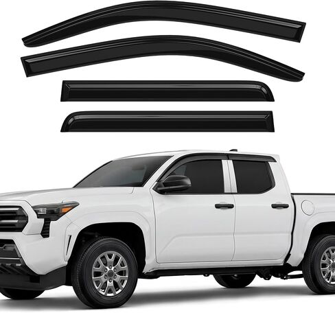 4PCS Window Rain Guards Compatible with Toyota Tacoma 2024 2025 2026 Double Cab, Outside Tape-On Mount Vent Deflectors Visors Accessories (Fit for 2024+Tacoma Double Cab) in Kuwait