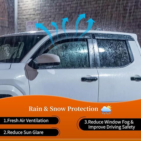 4PCS Window Rain Guards Compatible with Toyota Tacoma 2024 2025 2026 Double Cab, Outside Tape-On Mount Vent Deflectors Visors Accessories (Fit for 2024+Tacoma Double Cab) in Kuwait