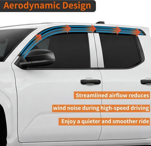 4PCS Window Rain Guards Compatible with Toyota Tacoma 2024 2025 2026 Double Cab, Outside Tape-On Mount Vent Deflectors Visors Accessories (Fit for 2024+Tacoma Double Cab) in Kuwait