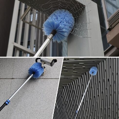 2 Pack Twist-On Cobweb Duster Head, Fits Standard 3/4 inch Threaded Poles, Spider Web Duster Brush for Outdoor & Indoor Cleaning (Blue) in Kuwait